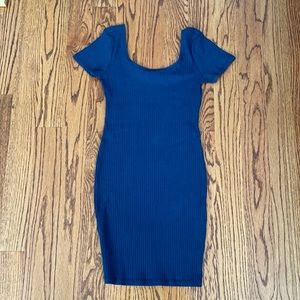 Navy blue off the shoulder mini dress